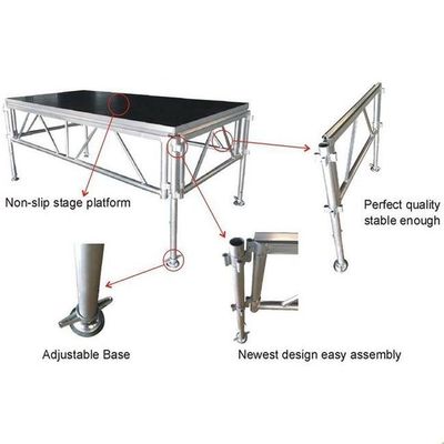 Aluminum Stage Platform Adjustable Height Sturdy Frame Non-Slip Surface for Outdoor Shows and Exhibitions
